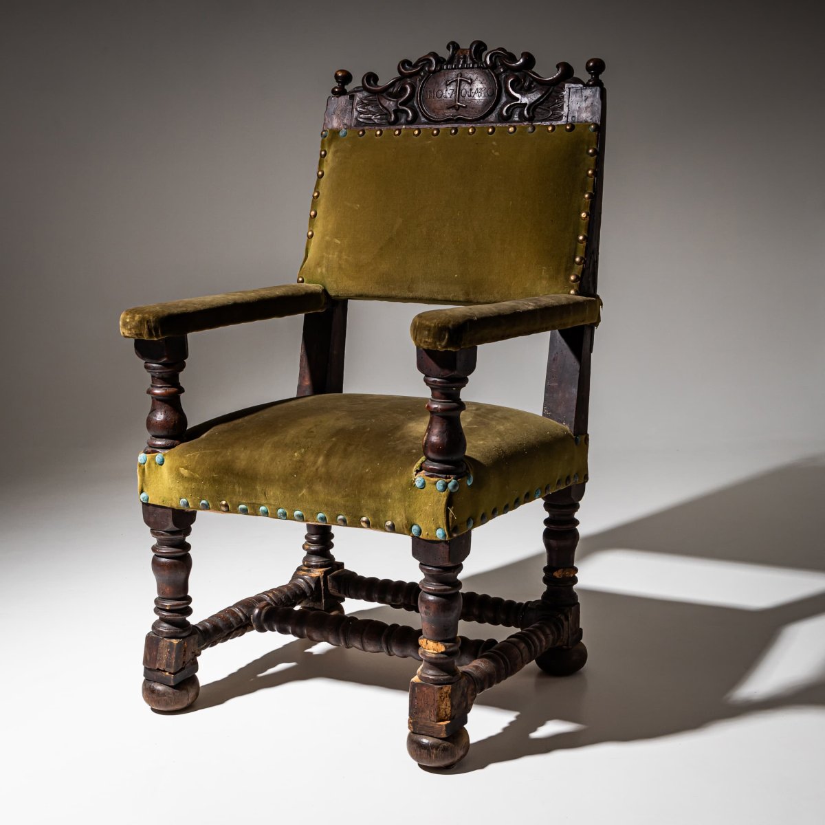 Primitive Baroque Armchair, Dated 1701-photo-4