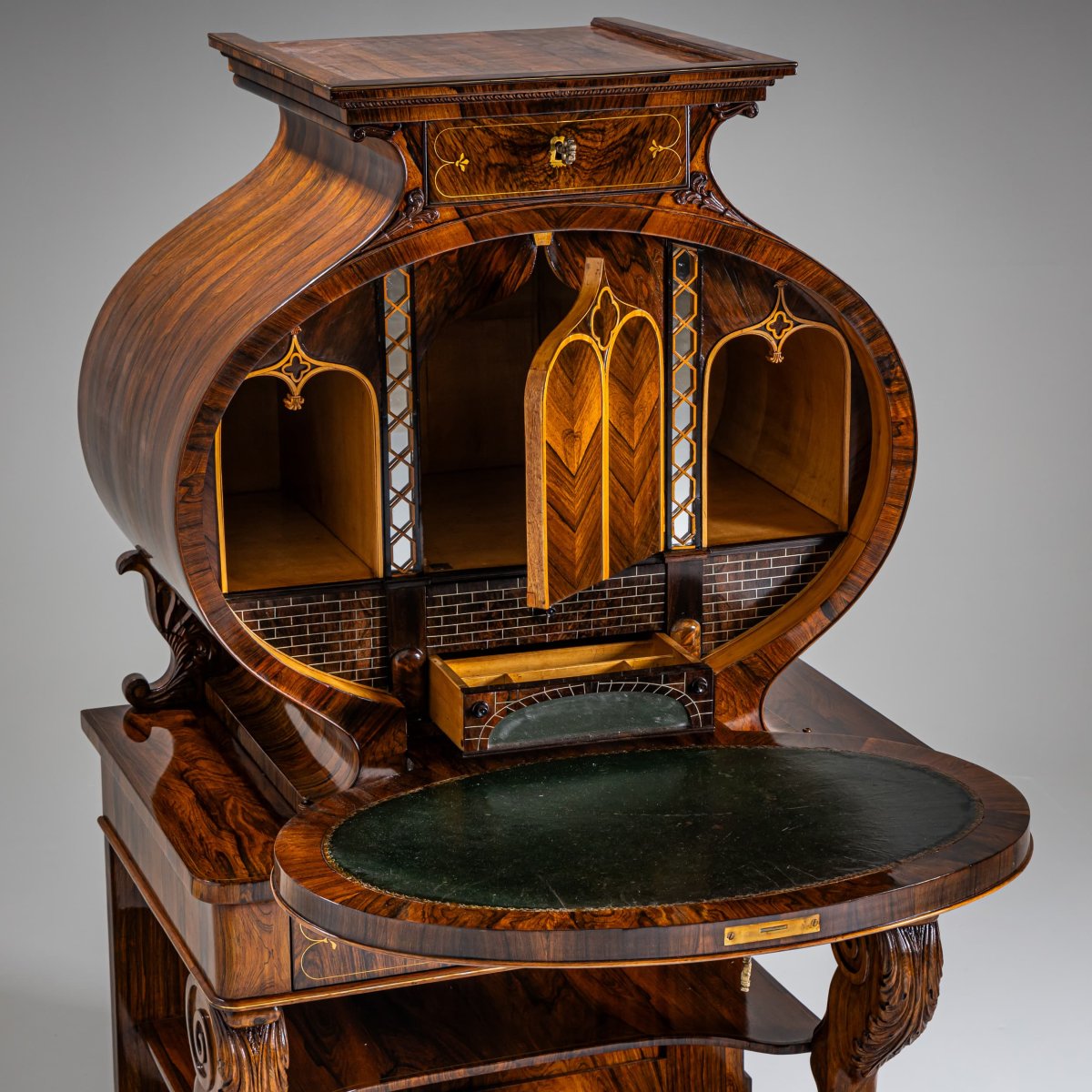 Bureau secrétaire Biedermeier Lyra, vers 1830-photo-5