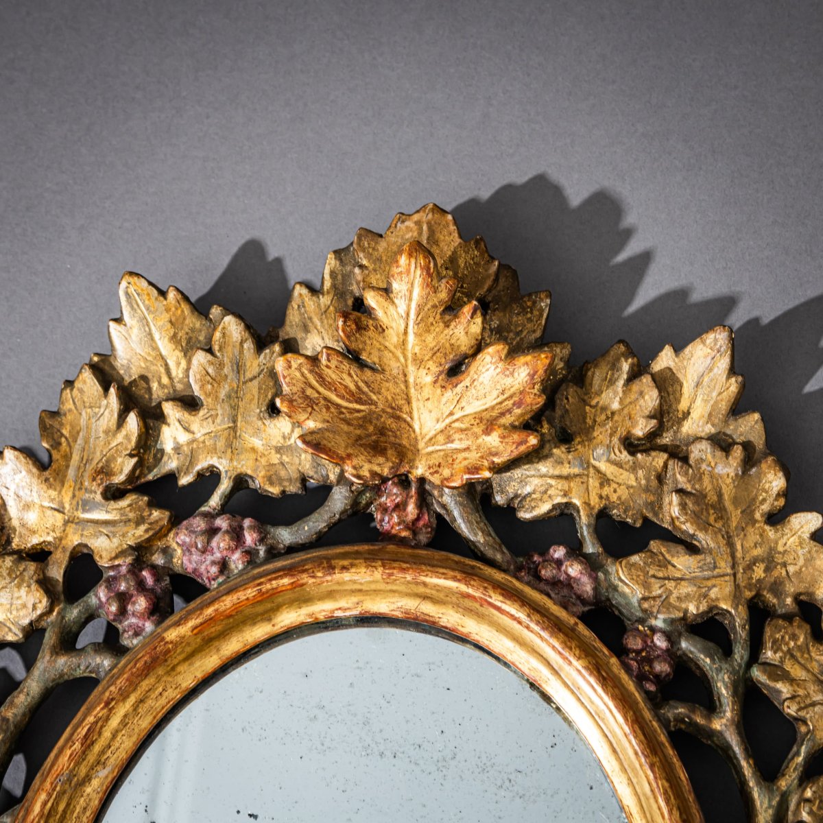 Mirror With A Vine Leaf Frame, Probably Florence, Italy, 19th Century-photo-3