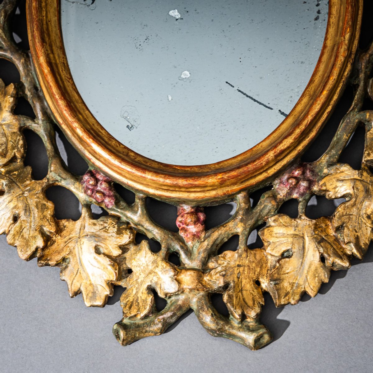 Mirror With A Vine Leaf Frame, Probably Florence, Italy, 19th Century-photo-4