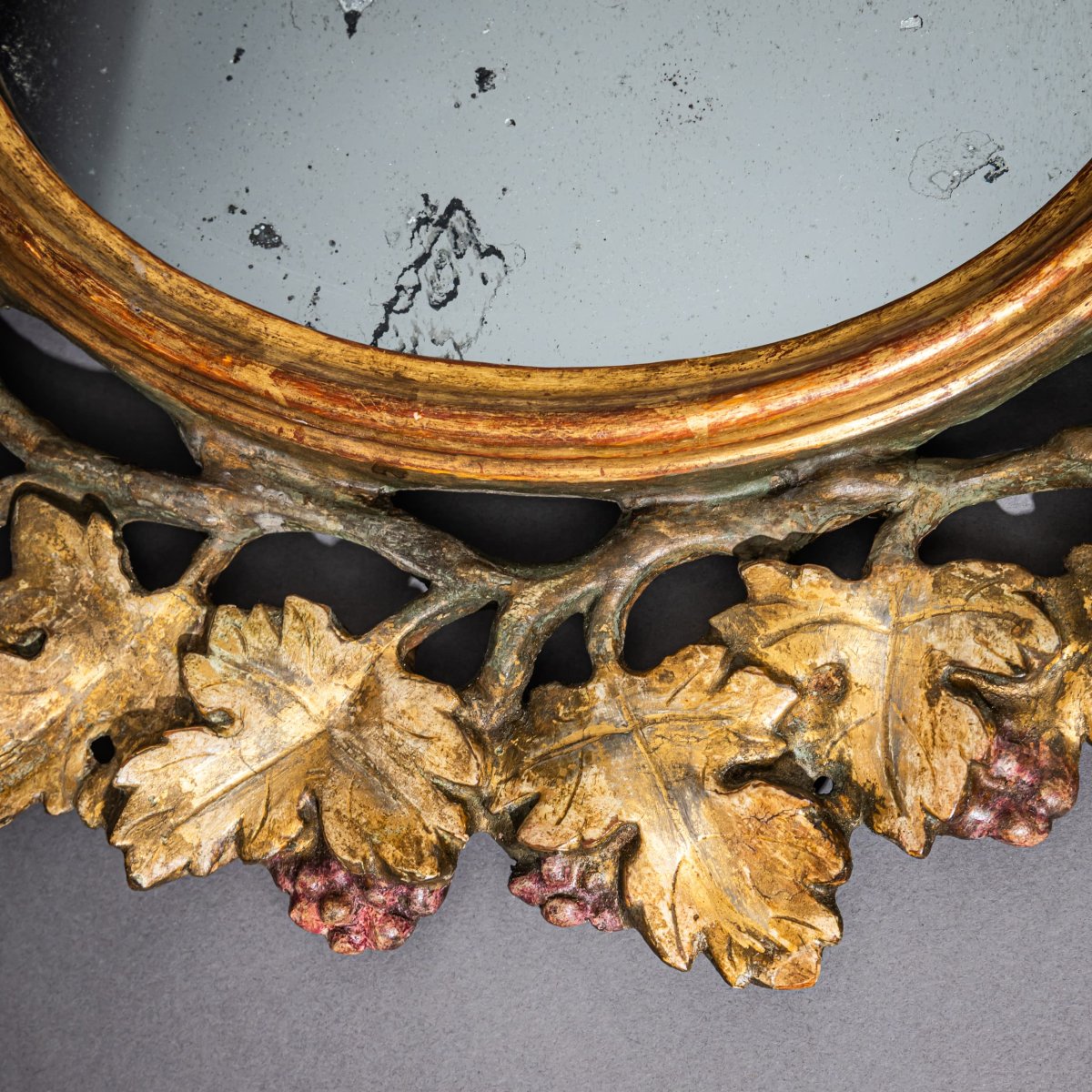 Mirror With A Vine Leaf Frame, Probably Florence, Italy, 19th Century-photo-5