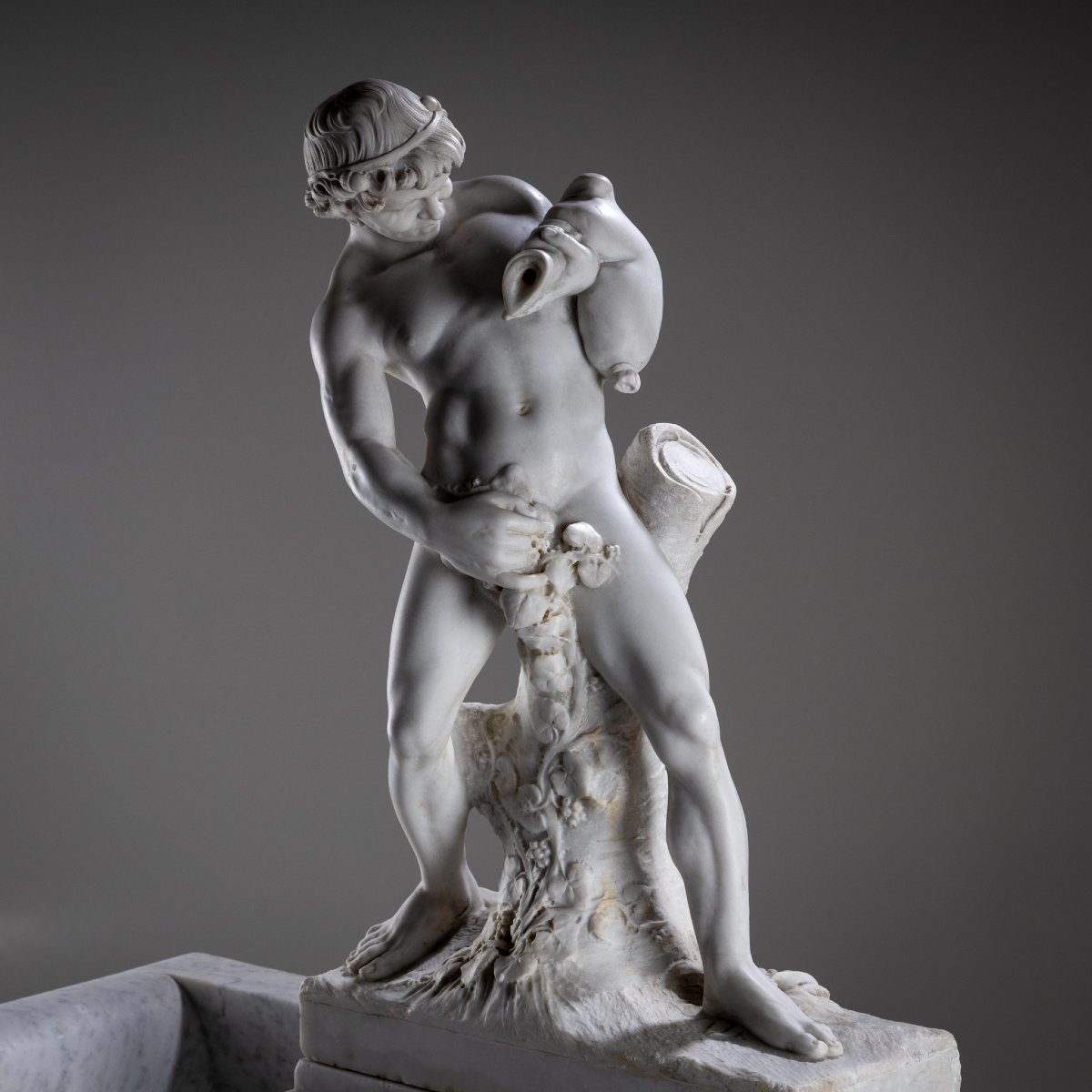 Fontaine murale en marbre avec satyre, XIXe siècle-photo-6