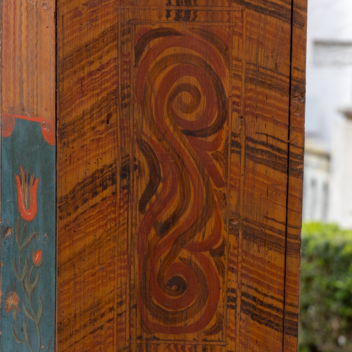 Hand-painted Folk Art Cabinet, Southern Germany, Dated 1877 And Monogrammed Emm-photo-5