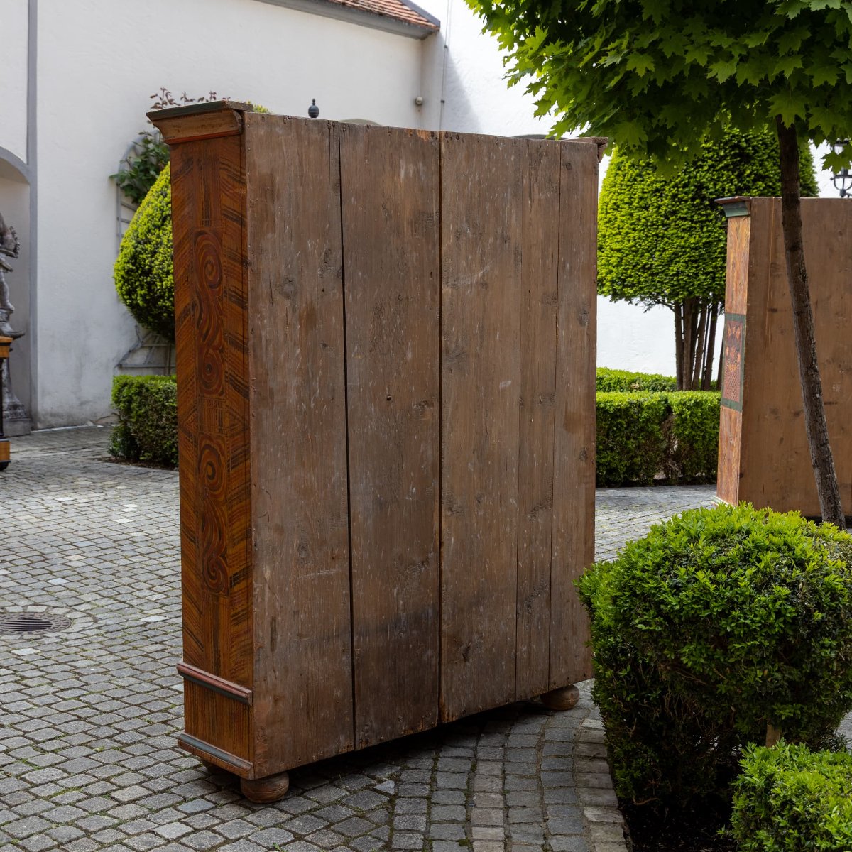 Hand-painted Folk Art Cabinet, Southern Germany, Dated 1877 And Monogrammed Emm-photo-6