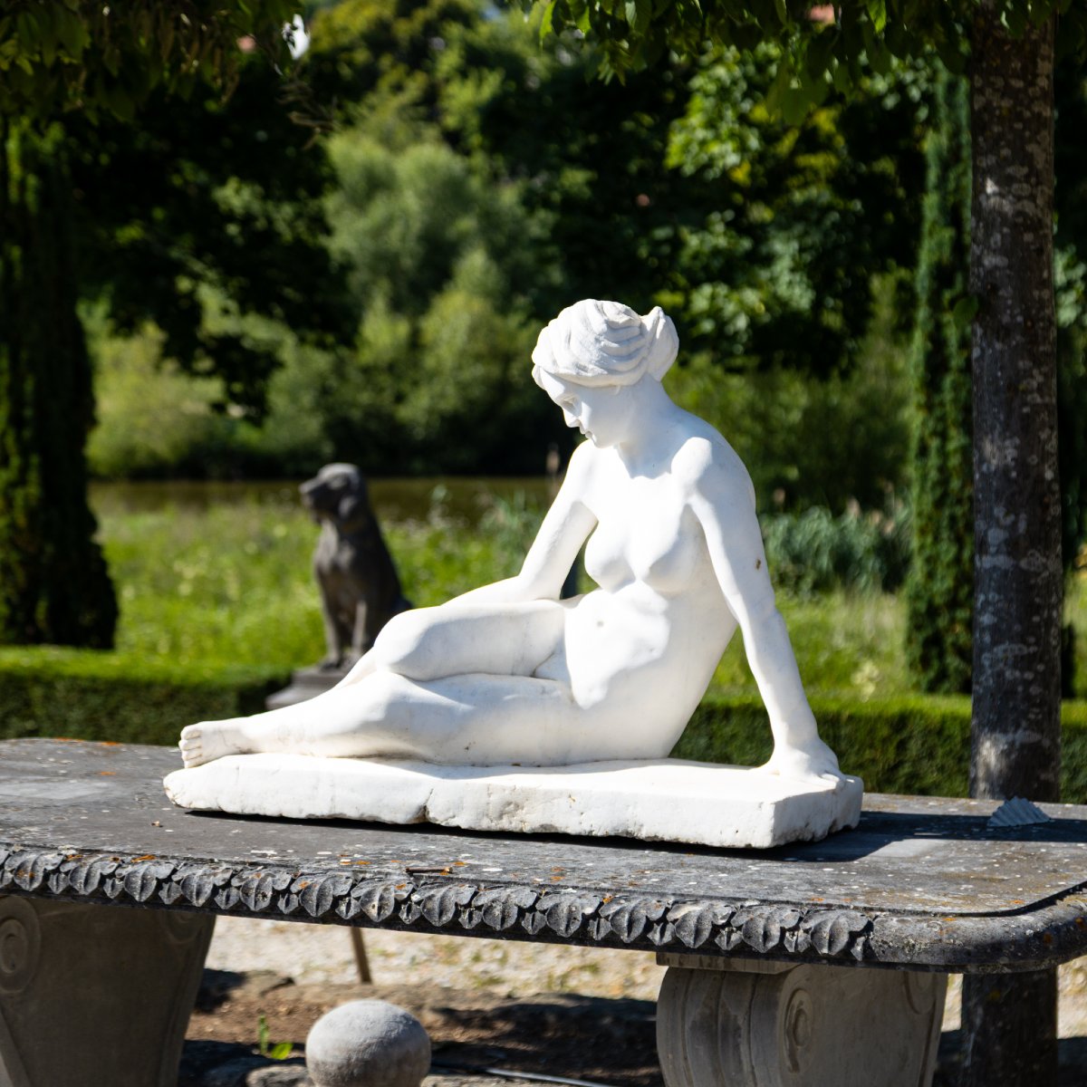 Femme nue allongée en marbre, début du XXe siècle-photo-4