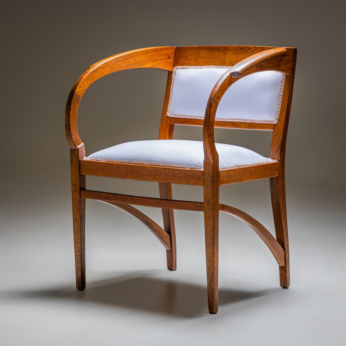 Oak Armchair, Art Nouveau Style, Probably Vienna, Early 20th Century-photo-3