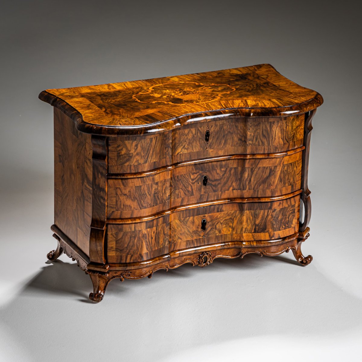 Miniature Baroque Walnut Chest Of Drawers, Mid-18th Century-photo-2