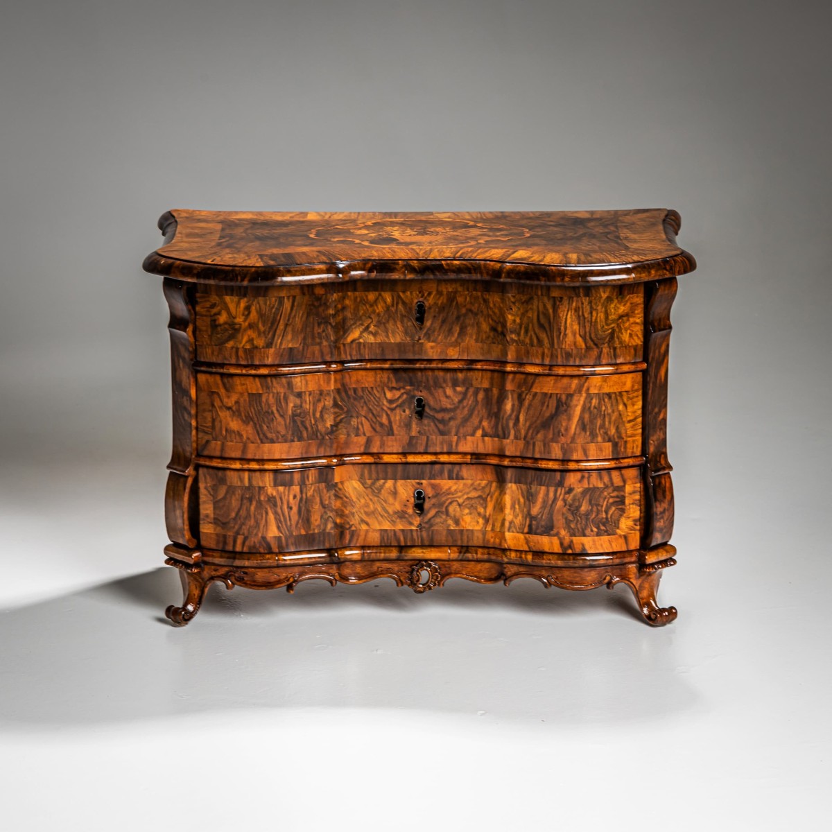 Miniature Baroque Walnut Chest Of Drawers, Mid-18th Century