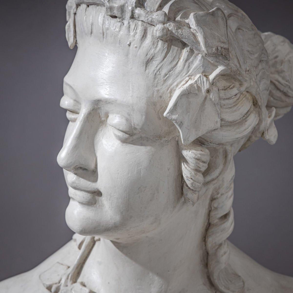 Art Nouveau Female Bust Adorned With Vine Leaves, Early 20th Century-photo-1