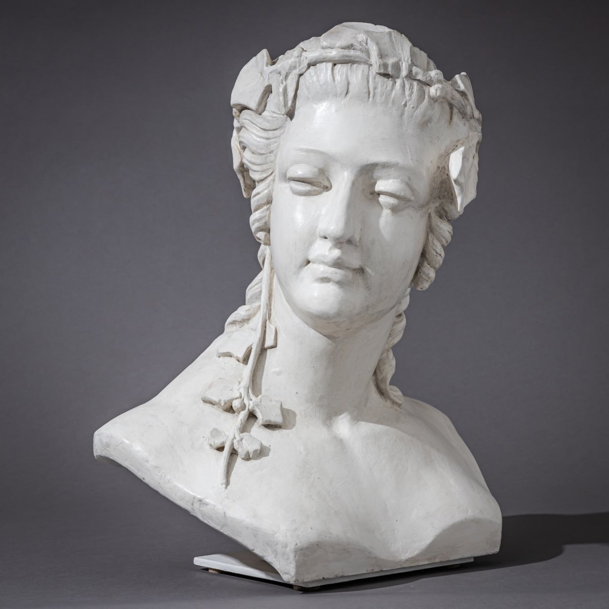 Art Nouveau Female Bust Adorned With Vine Leaves, Early 20th Century-photo-6