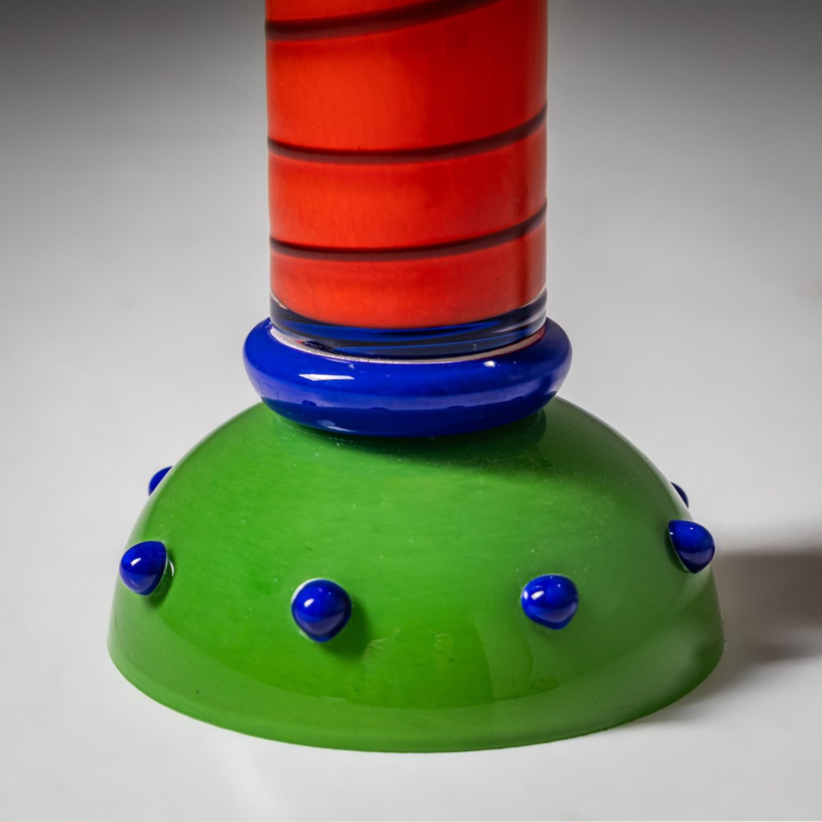 Vase Barovier & Toso, orange et vert, série B.A.G., Italie, fin du XXe siècle-photo-3