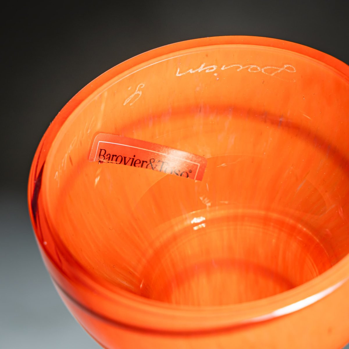 Vase Barovier & Toso, orange et vert, série B.A.G., Italie, fin du XXe siècle-photo-6