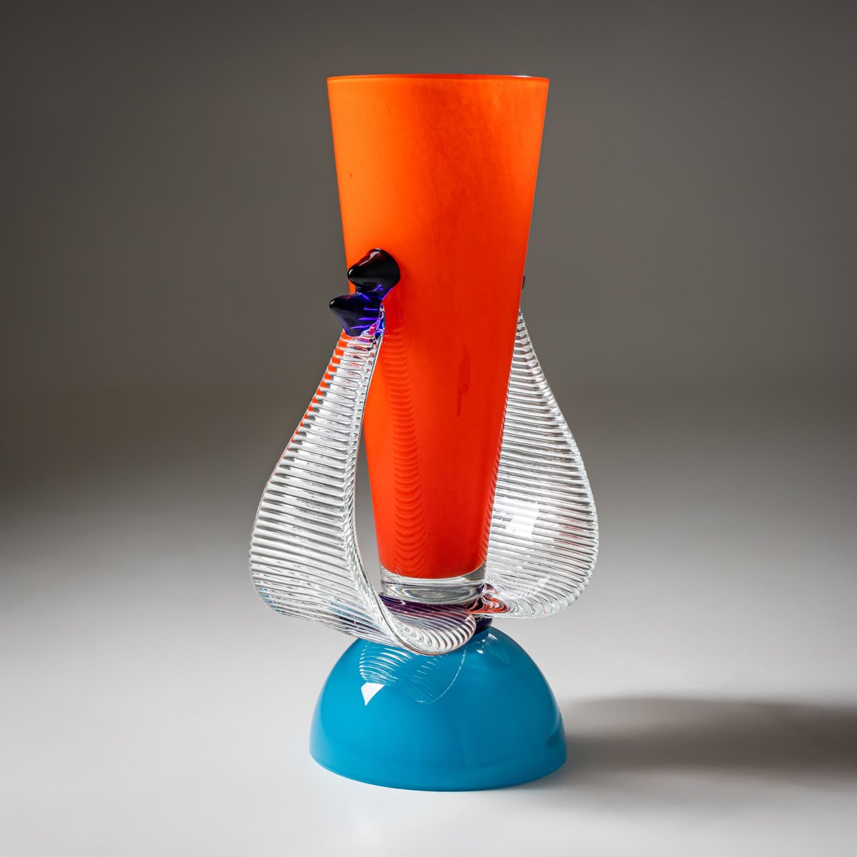 Barovier & Toso Vase, Red And Blue, Bag Series, Italy, Late 20th Century-photo-5