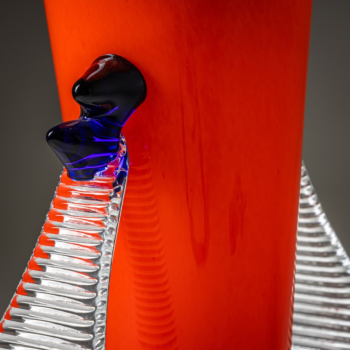 Barovier & Toso Vase, Red And Blue, Bag Series, Italy, Late 20th Century-photo-6