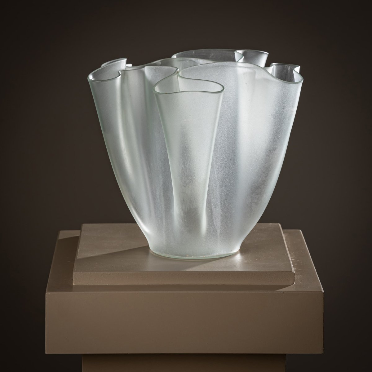 Vase en verre Cartoccio, Pietro Chiesa pour Fontana Arte, Italie, milieu du 20e siècle-photo-1