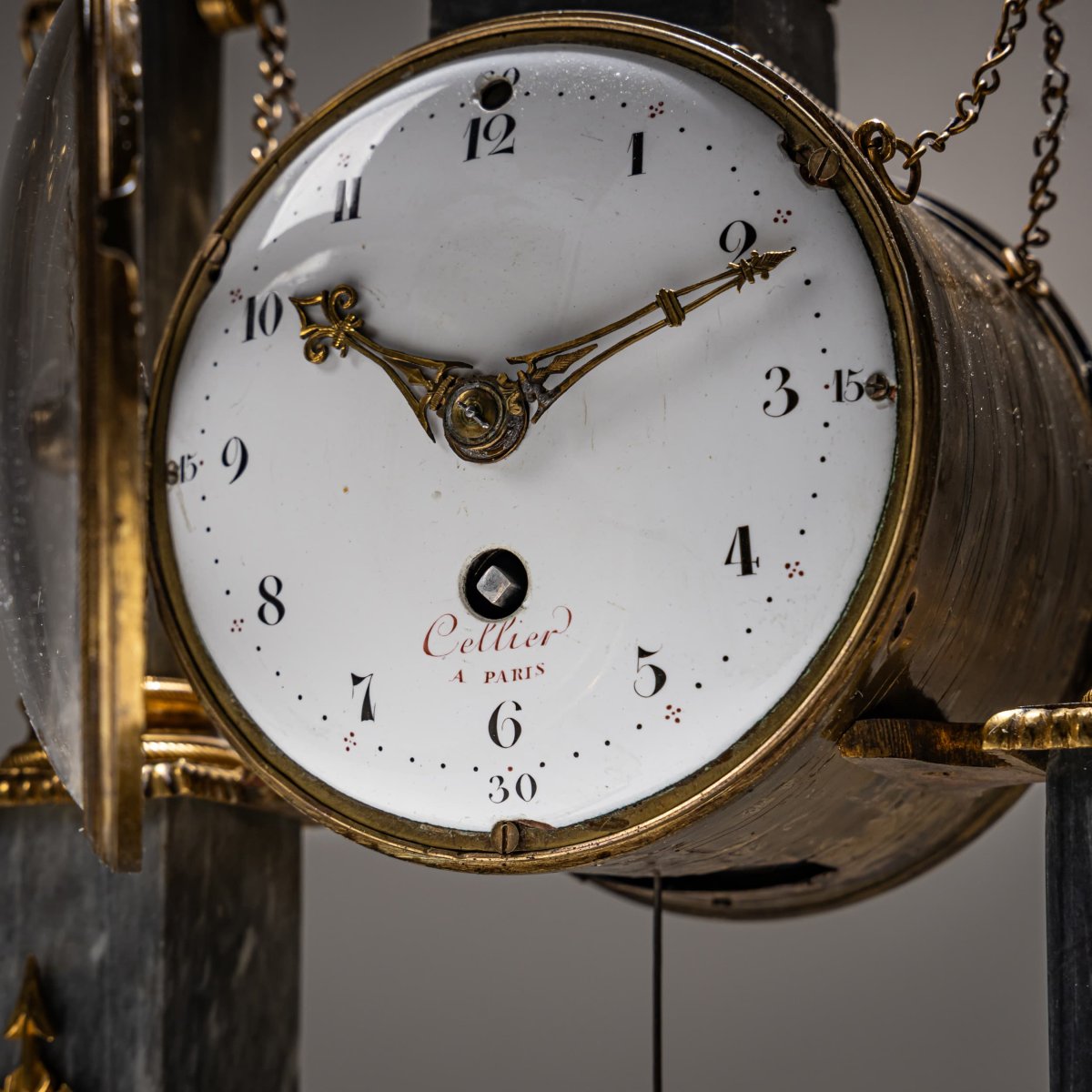 French Portico Clock Signed Cellier In Paris, 19th Century-photo-3