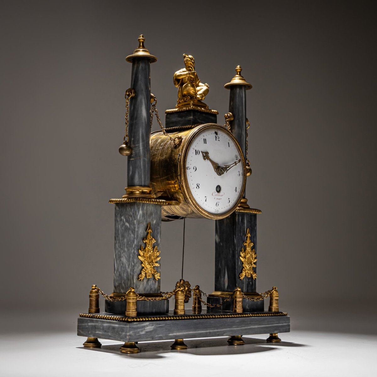French Portico Clock Signed Cellier In Paris, 19th Century-photo-7