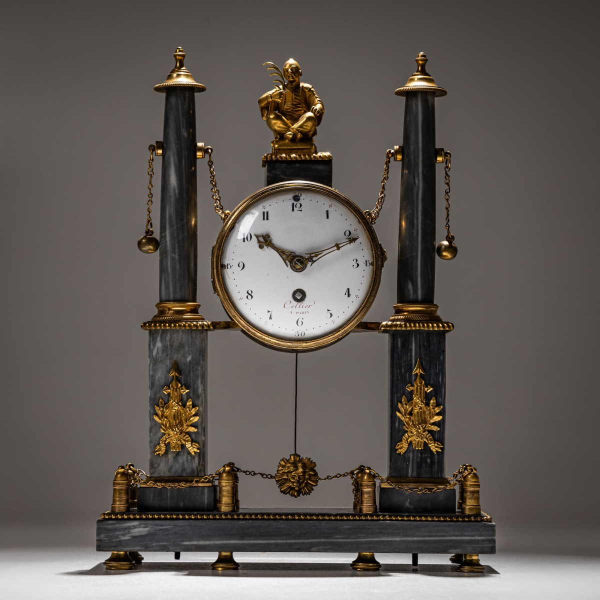 French Portico Clock Signed Cellier In Paris, 19th Century