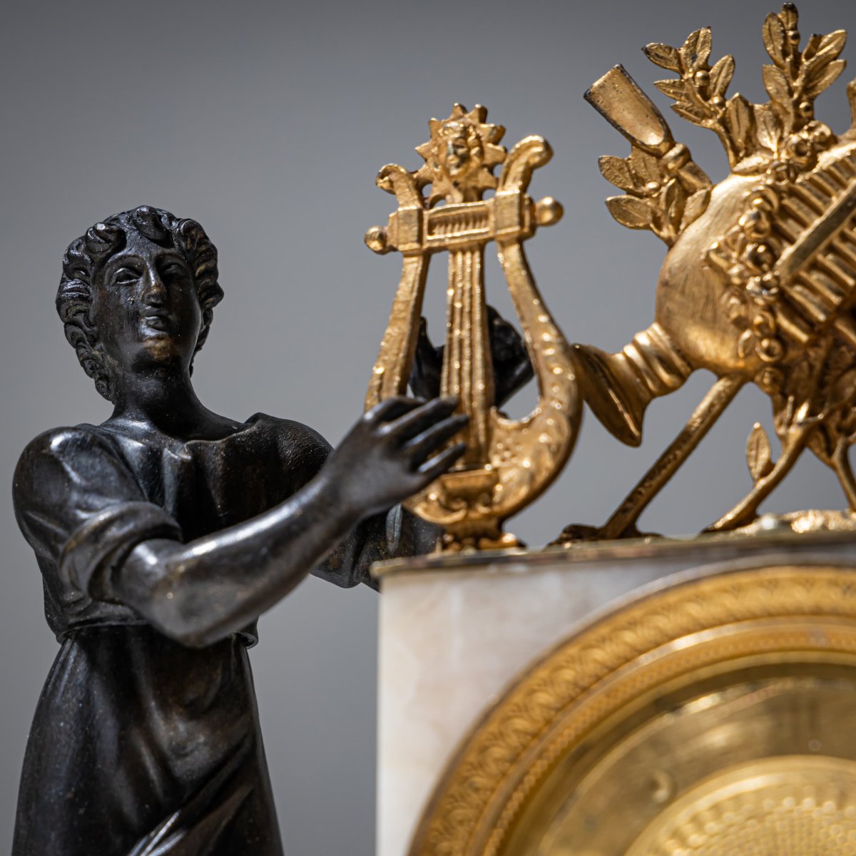 Petite pendule de cheminée à figure d'Orphée, XIXe siècle-photo-4