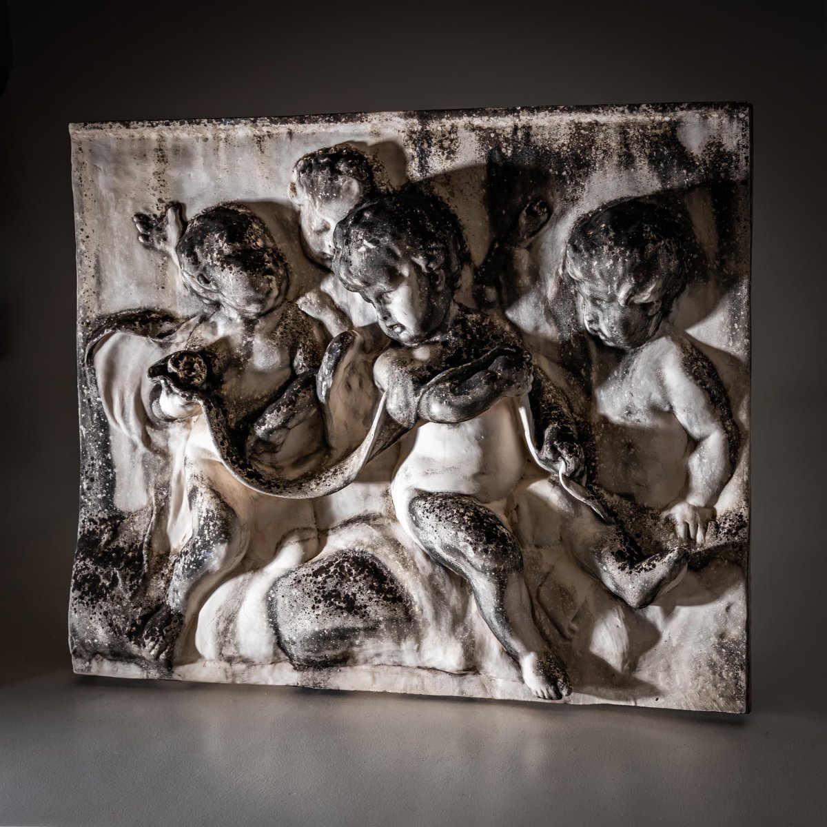 Biscuit Porcelain Relief Of Putti, 19th Century-photo-2