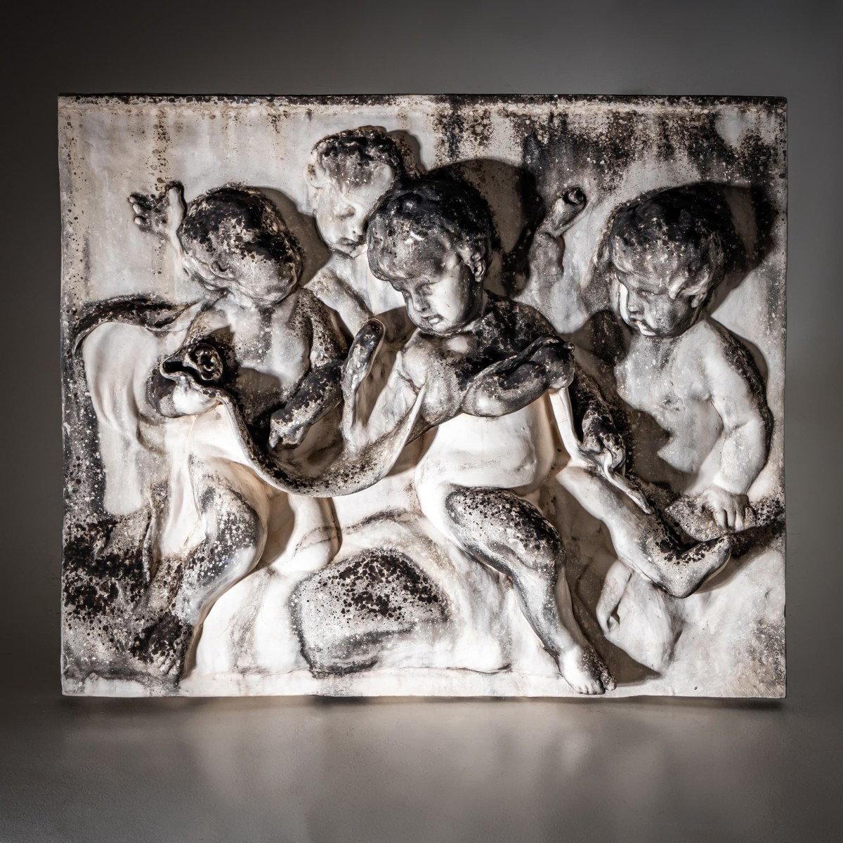 Biscuit Porcelain Relief Of Putti, 19th Century