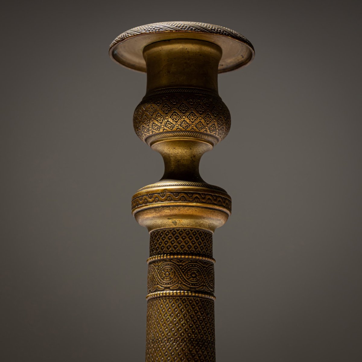 Pair Of Brass Candlesticks, 19th Century-photo-3