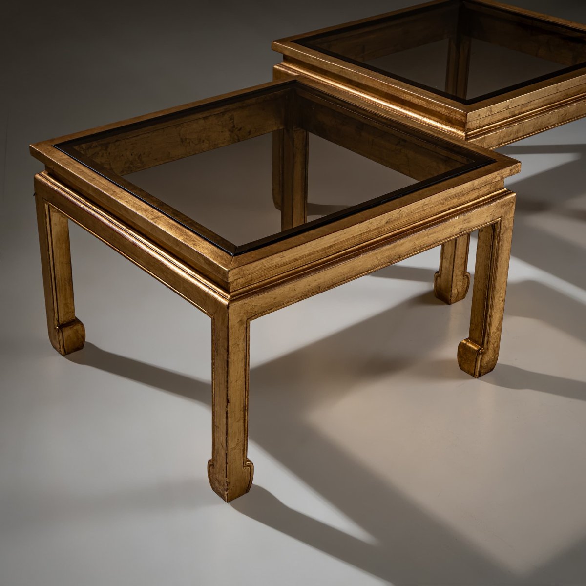 Paire de tables basses modernes avec plateau en verre, années 1970-photo-3