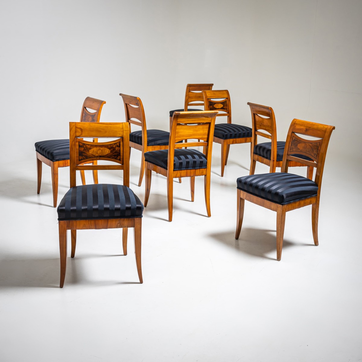 Eight Biedermeier Dining Chairs, Circa 1820