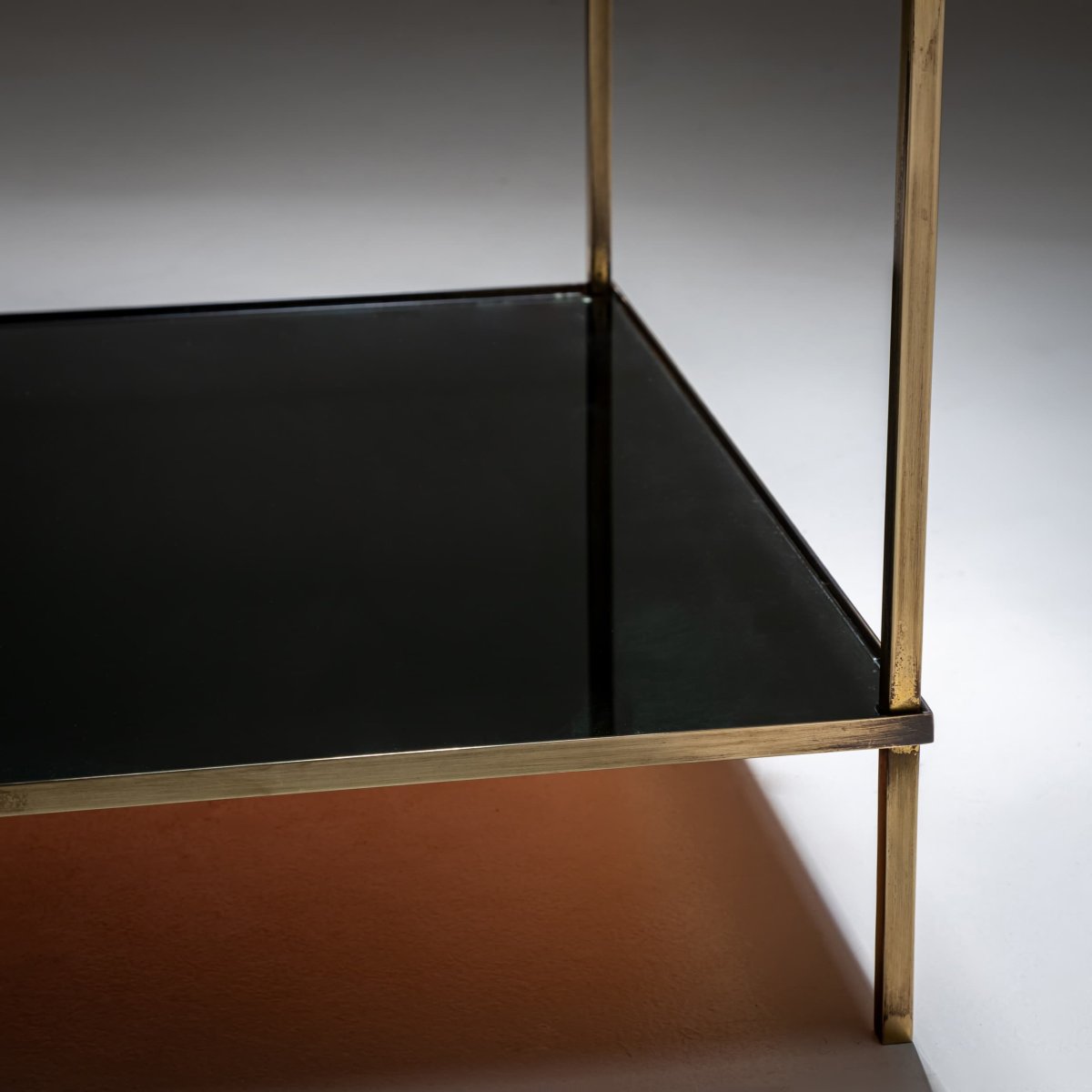 Table d'appoint en verre et laiton, milieu du XXe siècle-photo-4