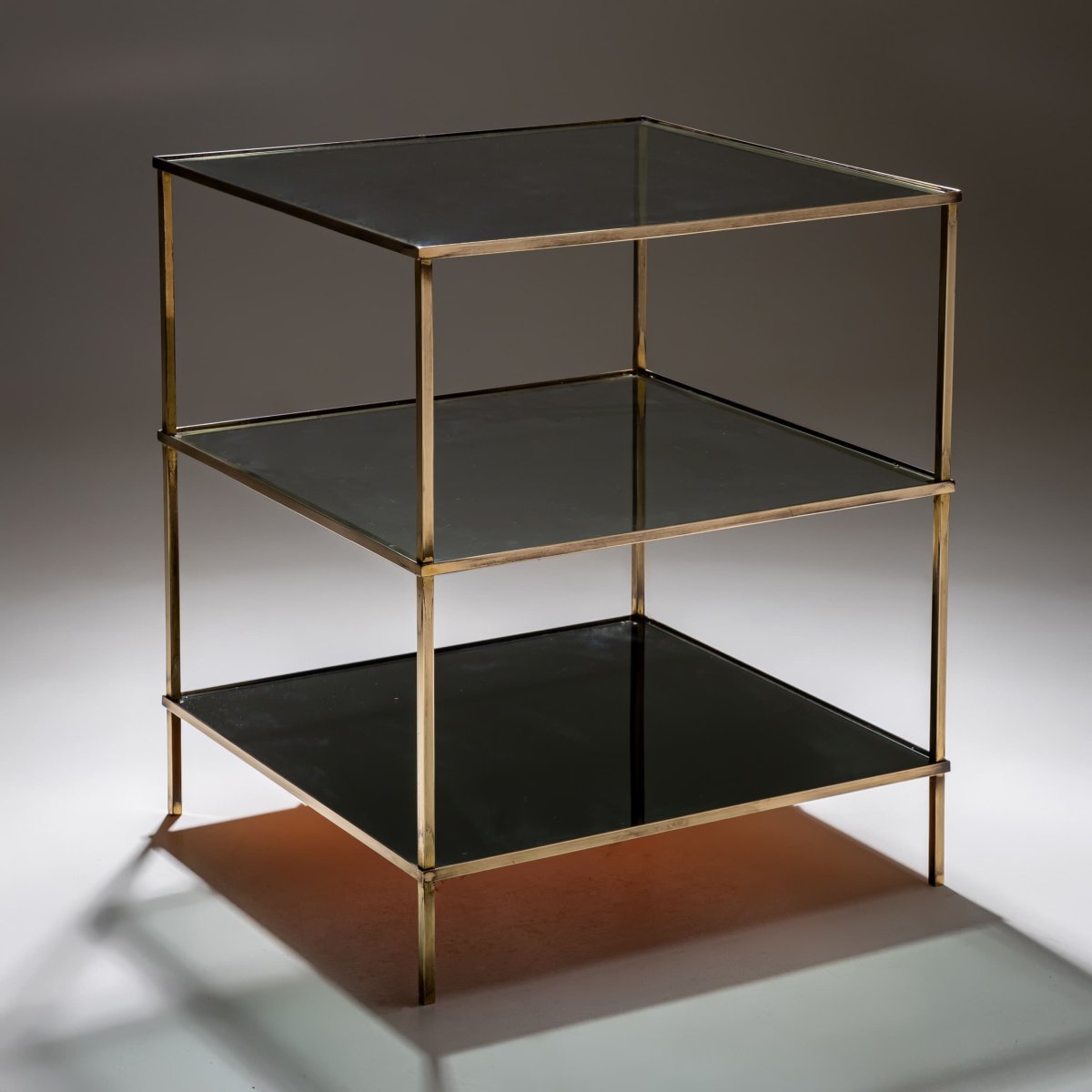 Table d'appoint en verre et laiton, milieu du XXe siècle-photo-4