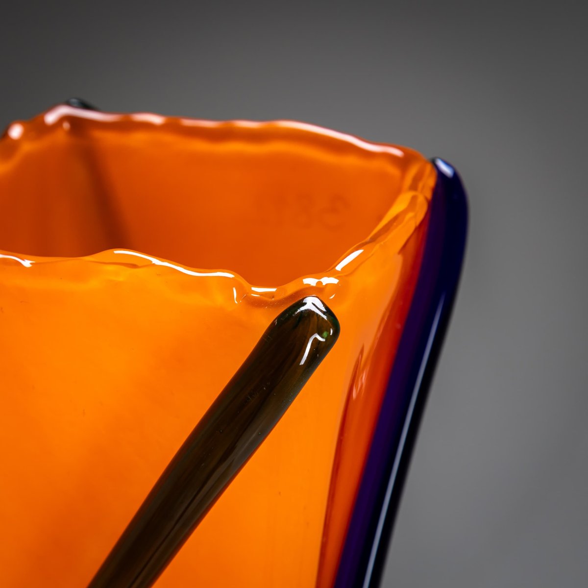 Orange And Green Vase, Signed J. Guliajile, 20th Century-photo-2