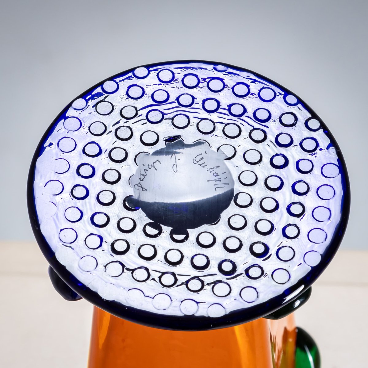 Orange And Green Vase, Signed J. Guliajile, 20th Century-photo-4