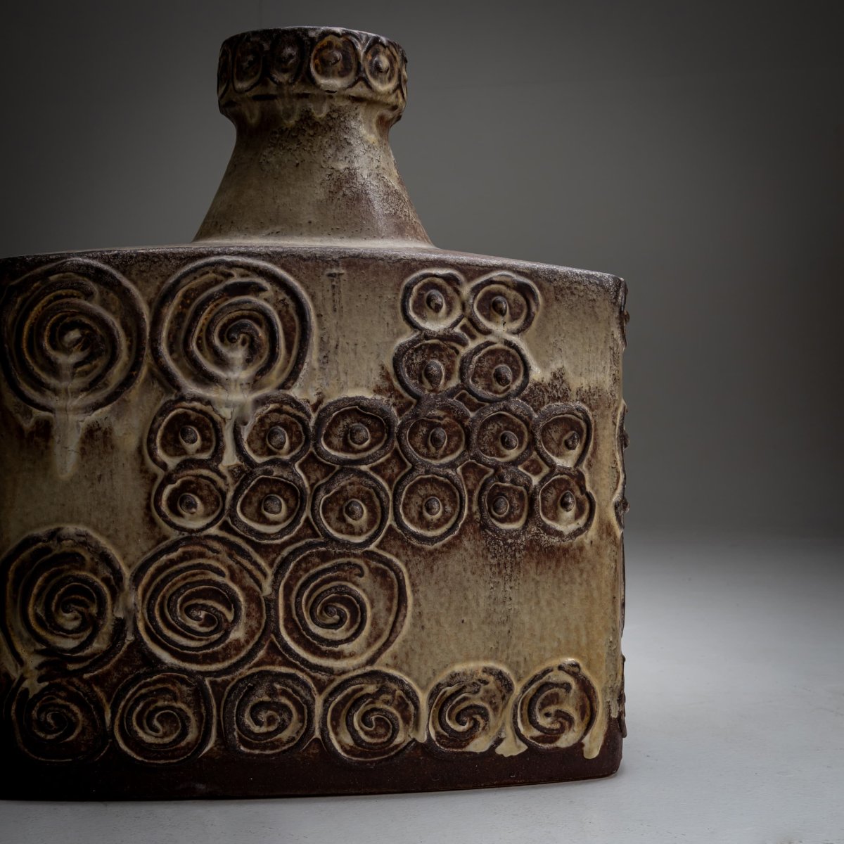 Vase en céramique Jura avec décor en spirale, Scheurich, Allemagne de l'Ouest, milieu du XXe si-photo-3