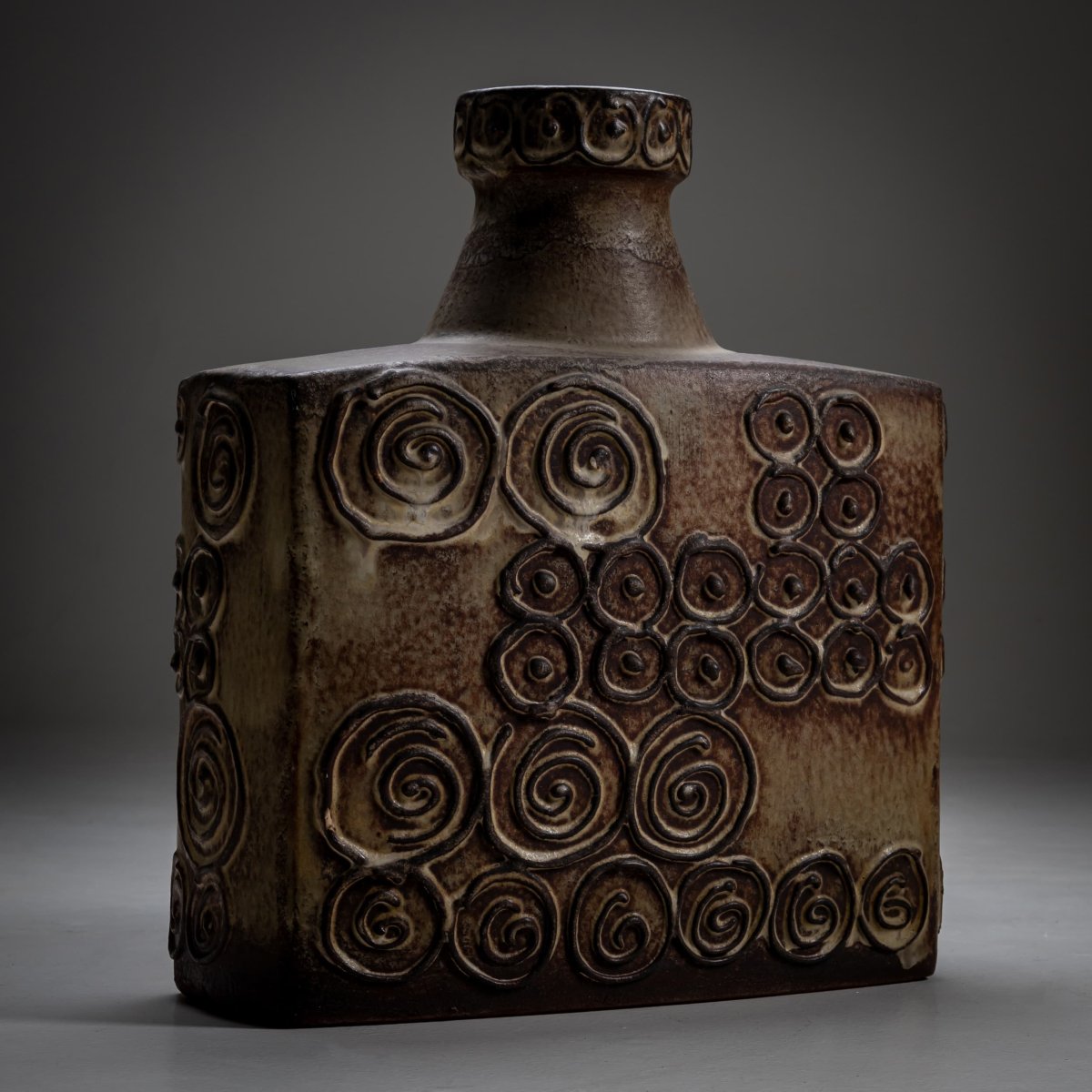 Vase en céramique Jura avec décor en spirale, Scheurich, Allemagne de l'Ouest, milieu du XXe si-photo-5