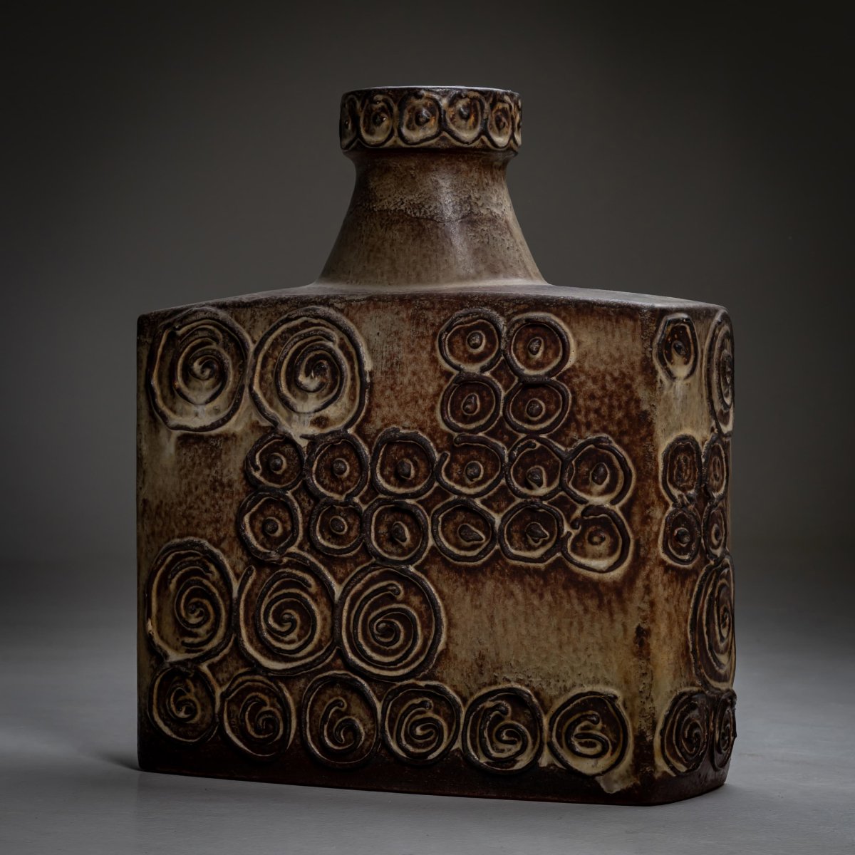 Vase en céramique Jura avec décor en spirale, Scheurich, Allemagne de l'Ouest, milieu du XXe si-photo-7