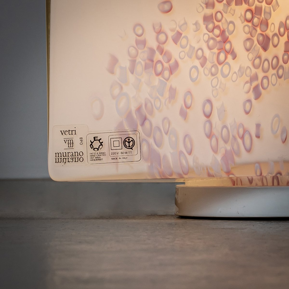 White Murano Table Lamps With Red Decoration By Leucos, Italy, 1970s-photo-4