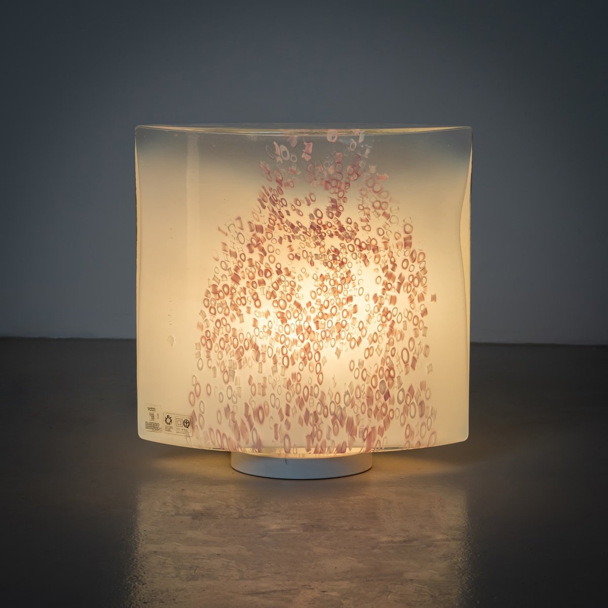 White Murano Table Lamps With Red Decoration By Leucos, Italy, 1970s-photo-6