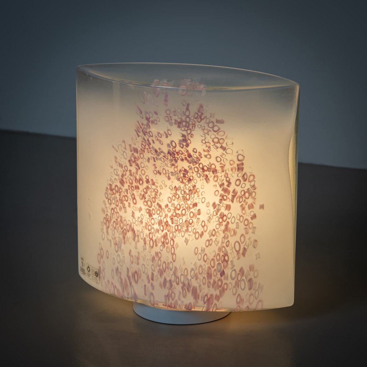 White Murano Table Lamps With Red Decoration By Leucos, Italy, 1970s-photo-8