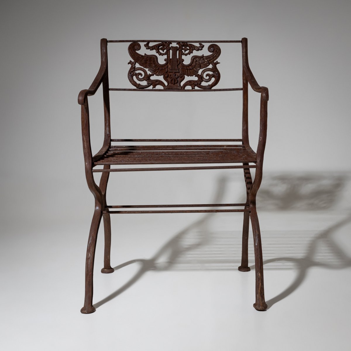 Two Cast Iron Garden Chairs After Karl Friedrich Schinkel, Lauchhammer Foundry, 20th Century-photo-2
