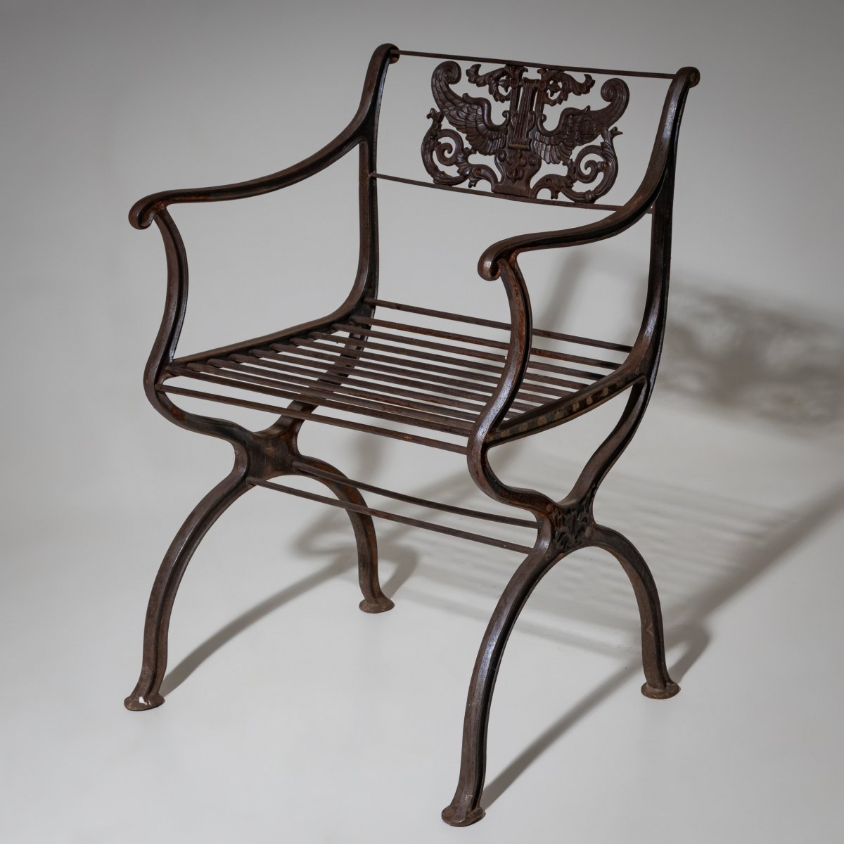 Two Cast Iron Garden Chairs After Karl Friedrich Schinkel, Lauchhammer Foundry, 20th Century-photo-3