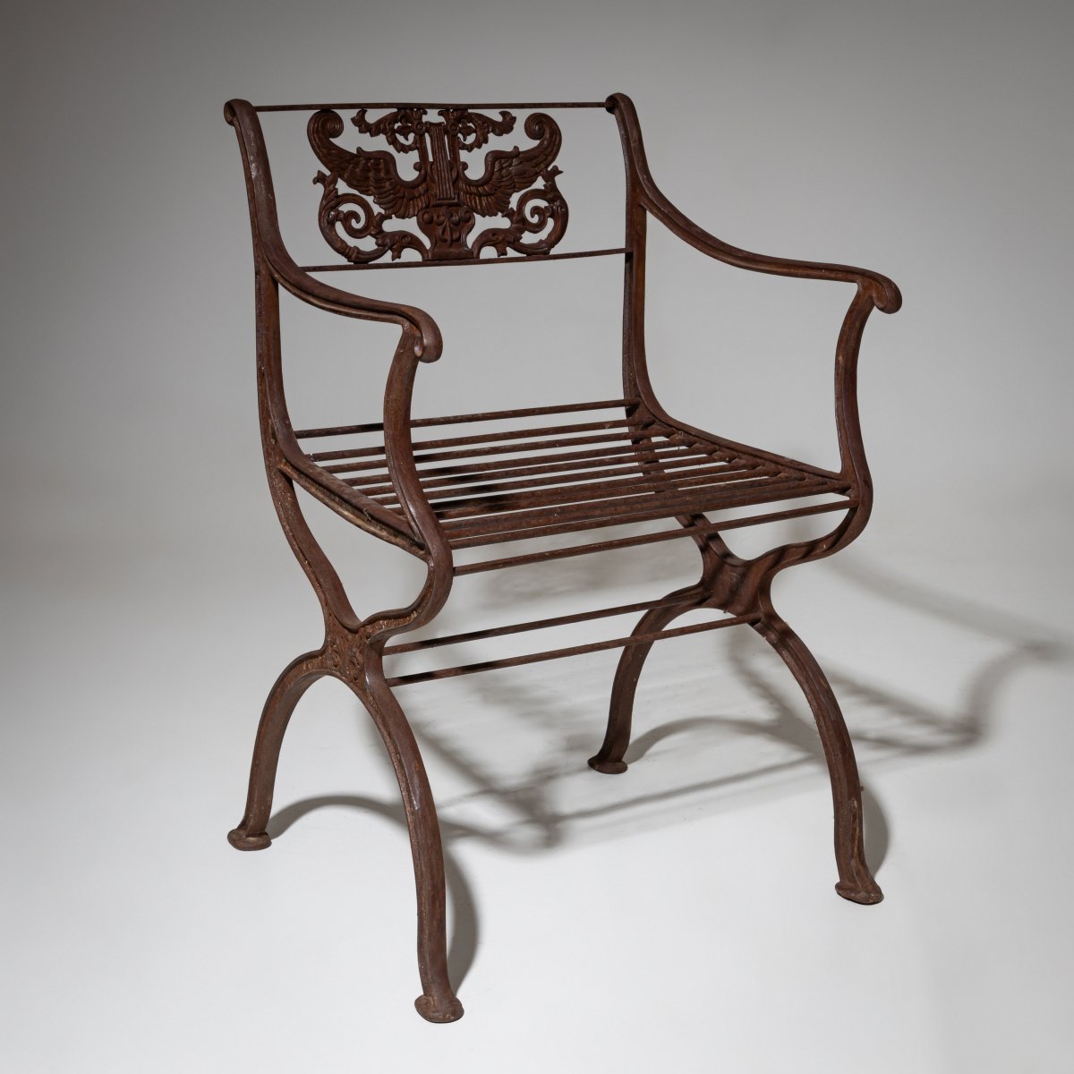 Two Cast Iron Garden Chairs After Karl Friedrich Schinkel, Lauchhammer Foundry, 20th Century-photo-7