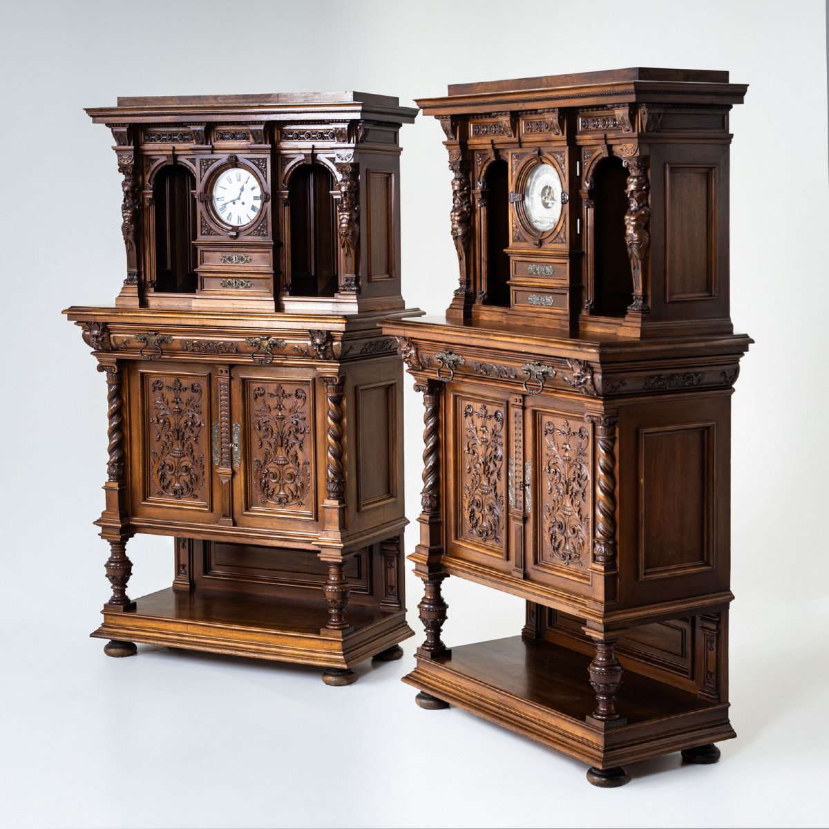 Historic Sideboard With Clock, Germany, Late 19th Century-photo-1
