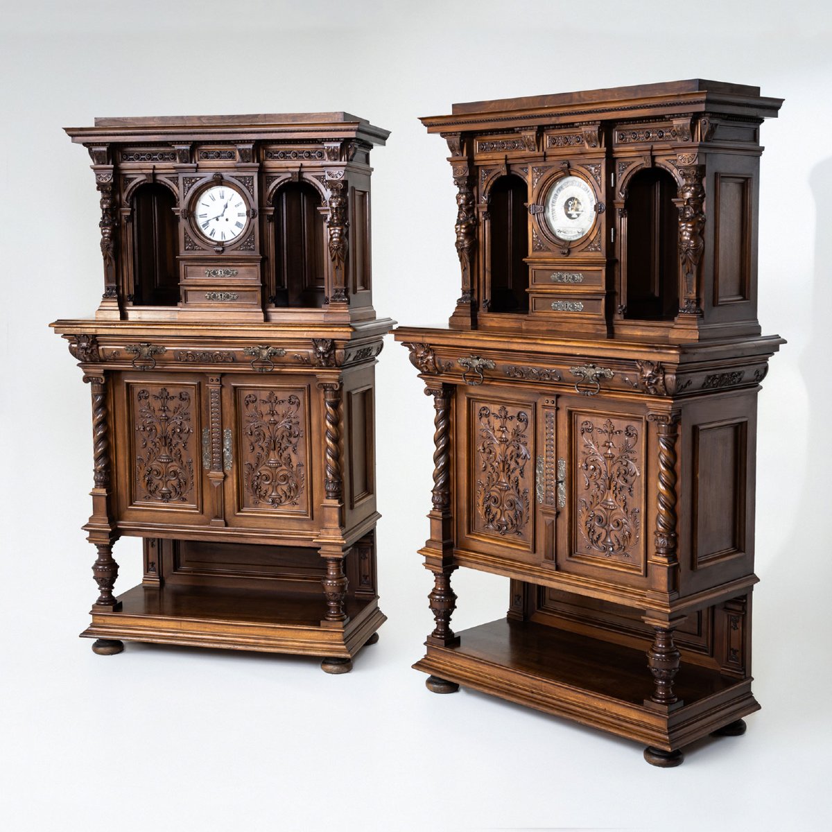 Historic Sideboard With Clock, Germany, Late 19th Century-photo-3