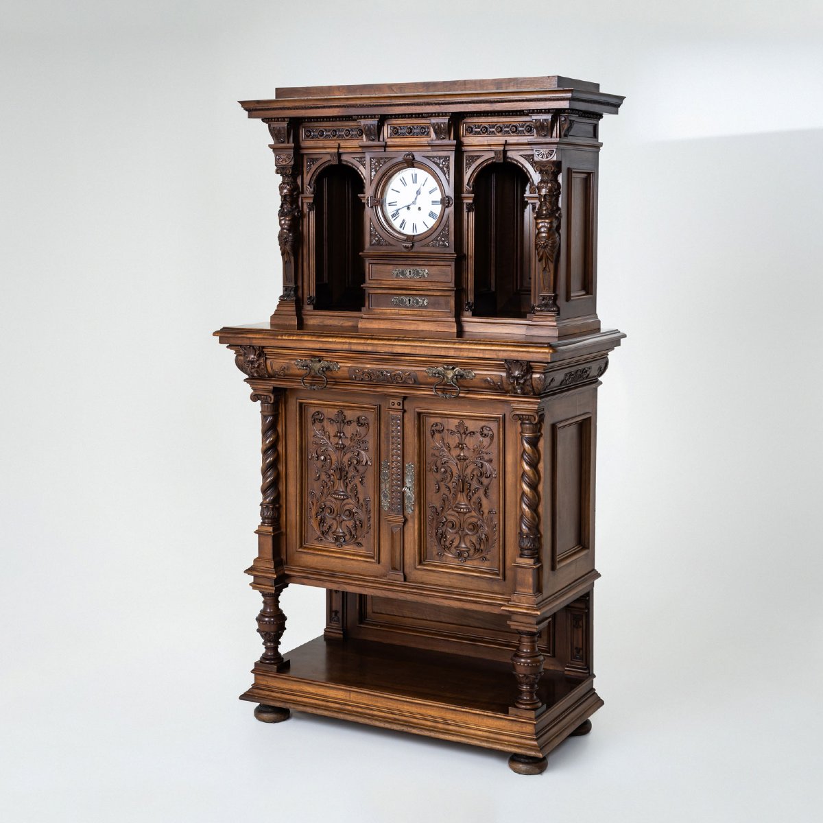 Historic Sideboard With Clock, Germany, Late 19th Century-photo-4