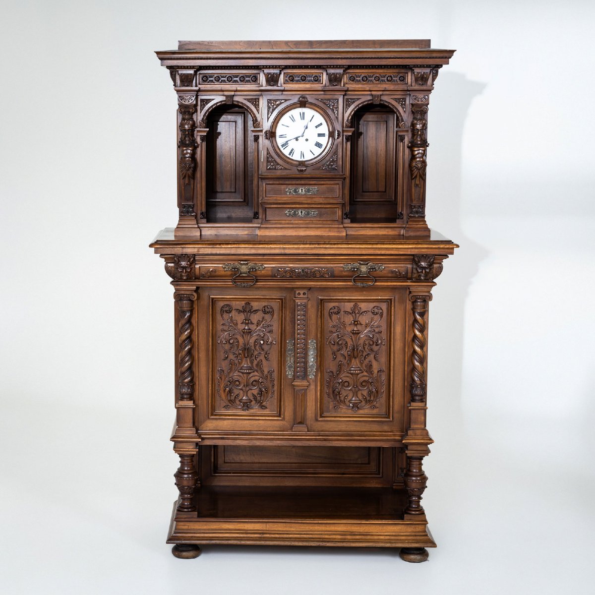 Historic Sideboard With Clock, Germany, Late 19th Century-photo-5