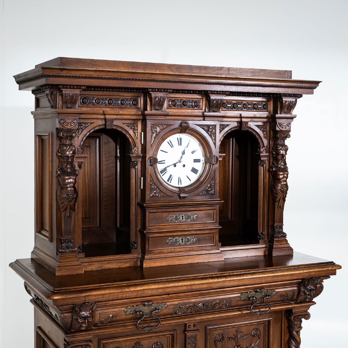 Historic Sideboard With Clock, Germany, Late 19th Century-photo-6