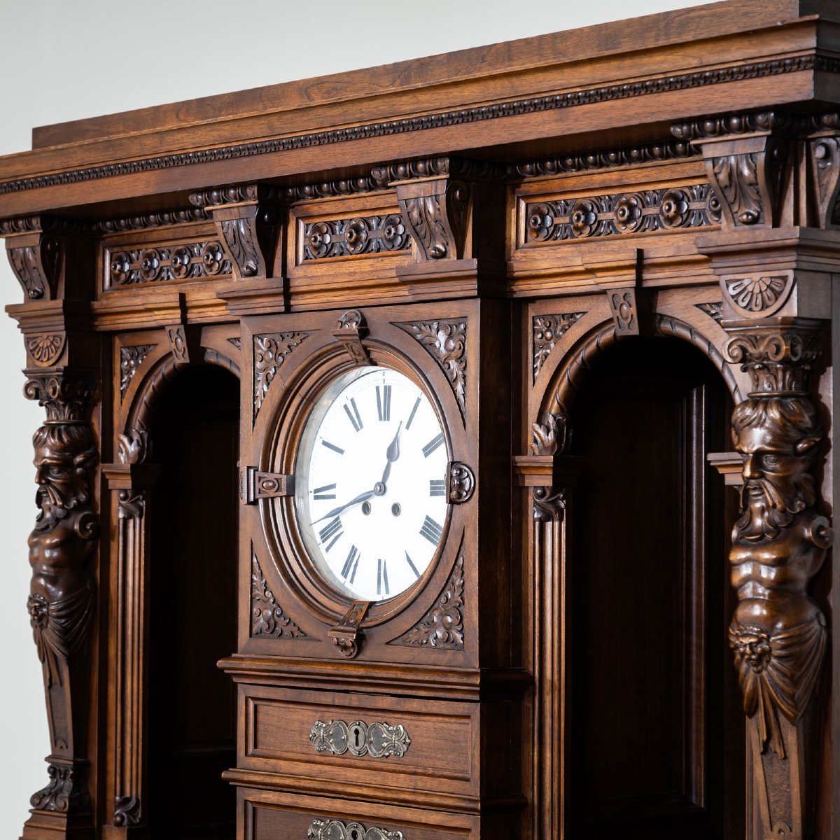Historic Sideboard With Clock, Germany, Late 19th Century-photo-7