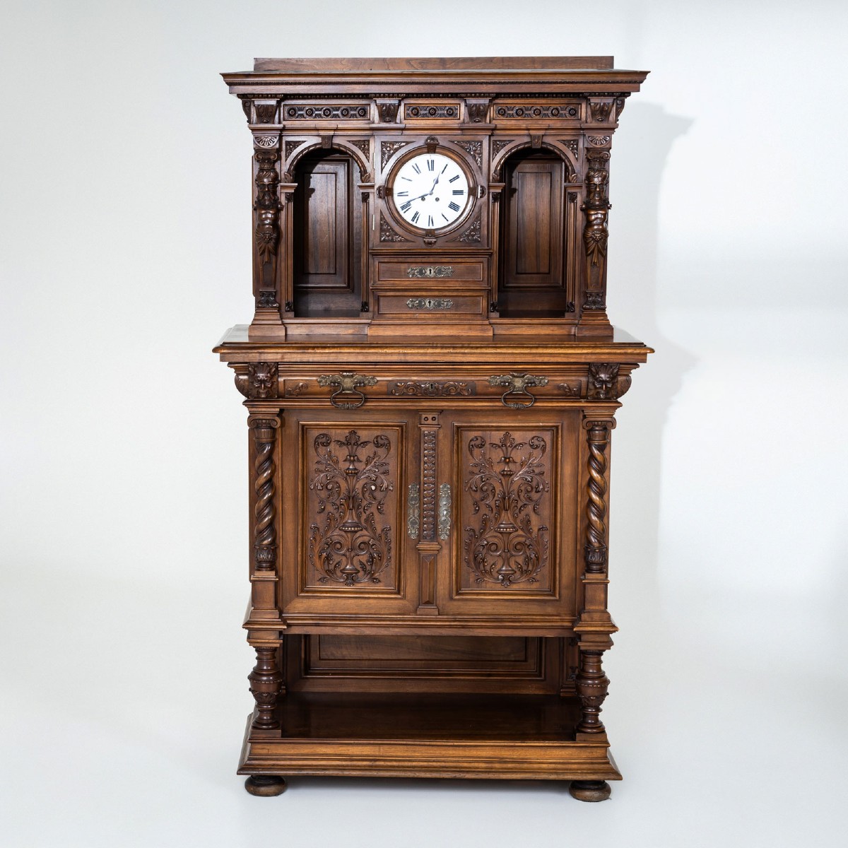 Historic Sideboard With Clock, Germany, Late 19th Century