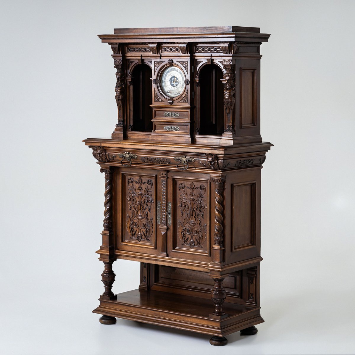 Historicist Cabinet With Barometer, Germany, Late 19th Century-photo-1