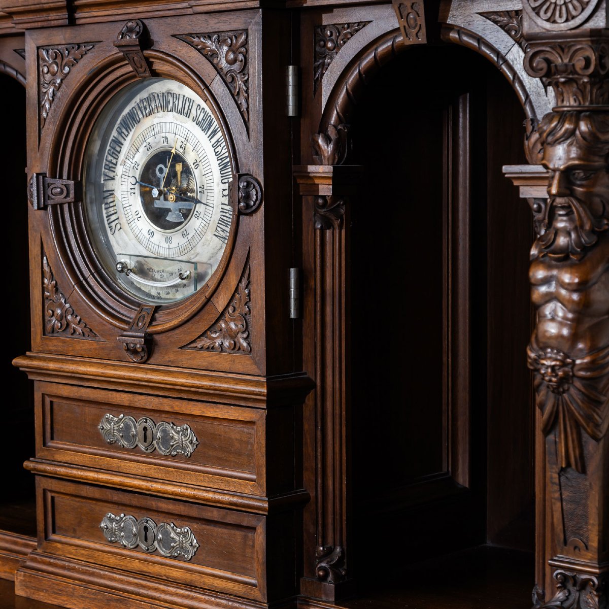 Historicist Cabinet With Barometer, Germany, Late 19th Century-photo-3